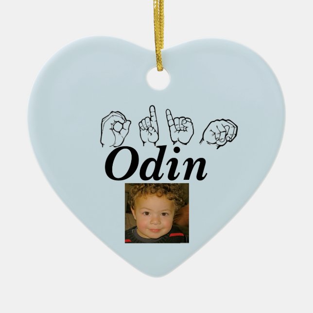 ASL American Sign Language Fingersprich Odin Keramik Ornament (Vorne)