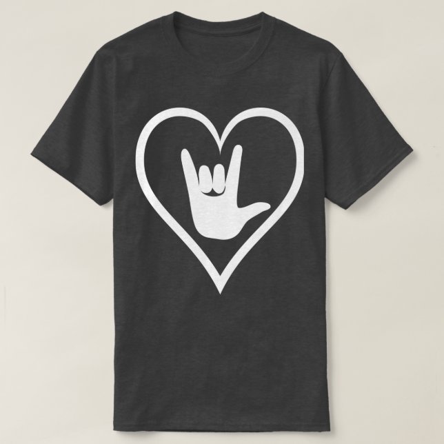 ASL American Sign Language I Liebe You Heart 1 T-Shirt (Design vorne)