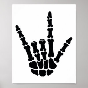 Asl American Sign Language I Liebe You Skeleton Ha Poster