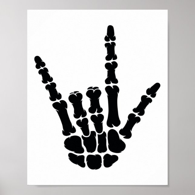 Asl American Sign Language I Liebe You Skeleton Ha Poster (Vorne)