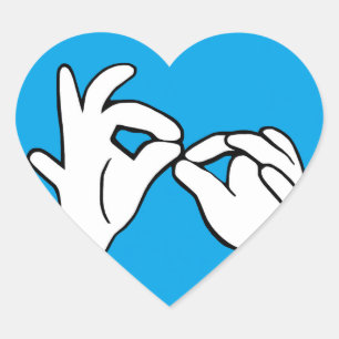ASL American Sign Language INTERPRET Herz-Aufkleber