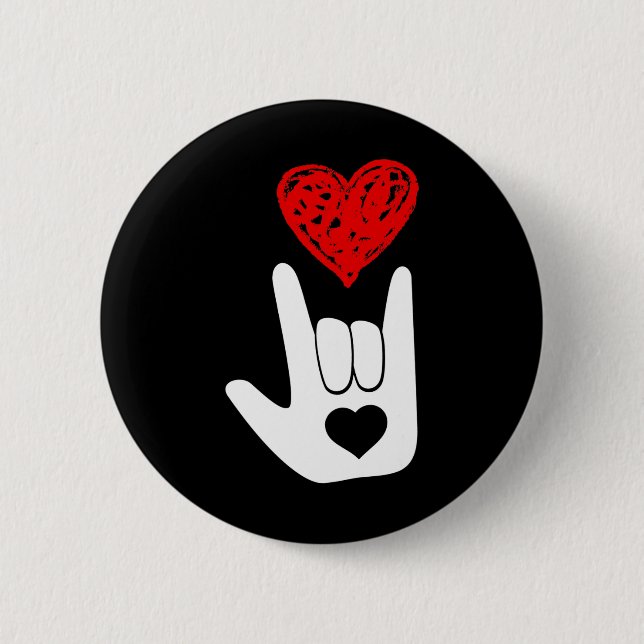 ASL American Sign Language Liebe Handzeichen ASL S Button (Vorderseite)