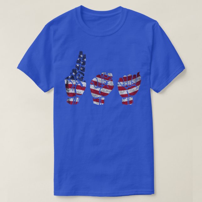 ASL American Sign Language USA T , patriotisches G T-Shirt (Design vorne)