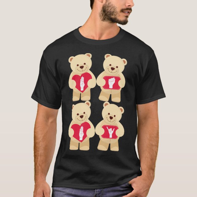 Asl-BABY ABDL Gebärdensprache-Teddybär-Herzen T-Shirt (Vorderseite)