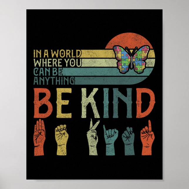 ASL Be Kind ASL American Sign Language Poster (Vorne)