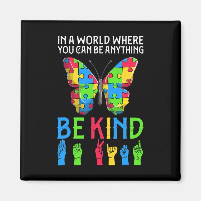ASL Be Kind s1 ASL American Sign Language Magnet (Vorne)