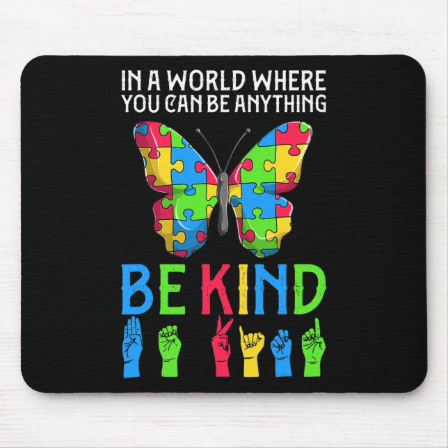 ASL Be Kind s1 ASL American Sign Language Mousepad (Vorne)