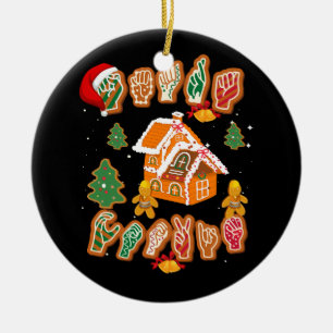 ASL Christmas American Sign Language Gingerbread H Keramik Ornament