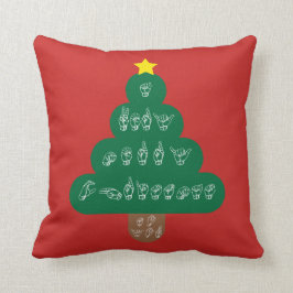 ASL Christmas Tree Pillow American Sign Language Kissen