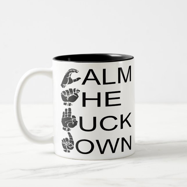 ASL CTFD Calm The F**K Down #USAPatriotGraphics Zweifarbige Tasse (Links)