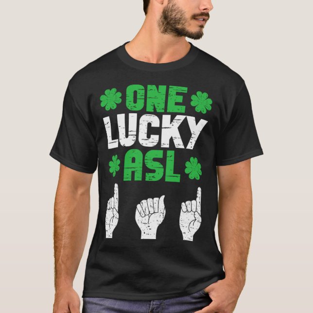 ASL Dad Sign Language Deaf Pride Father St Patrick T-Shirt (Vorderseite)