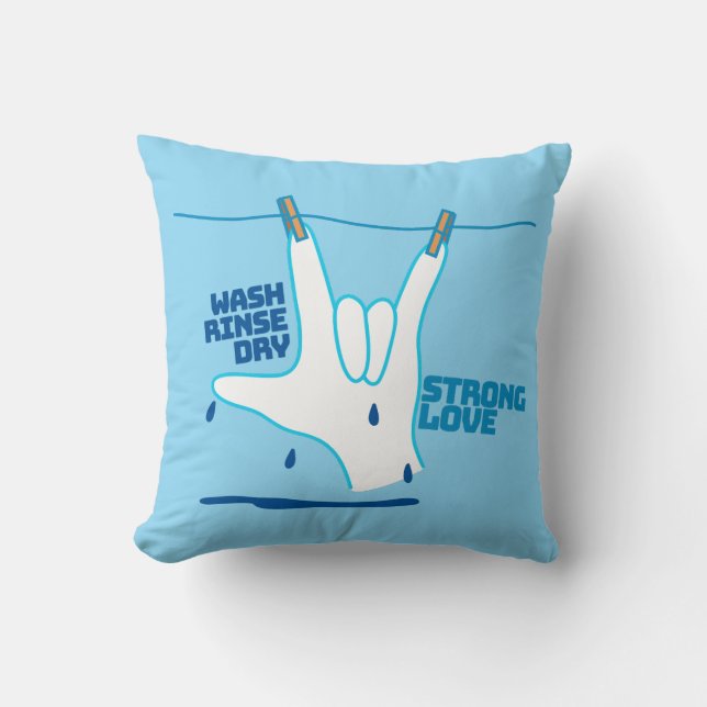 ASL Design - Wash, Rinse, and Dry Love ILY Kissen (Vorderseite)