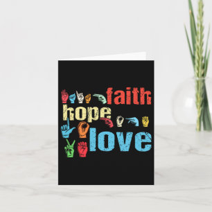 Asl Faith Hope Liebe American Sign Language Christ Karte