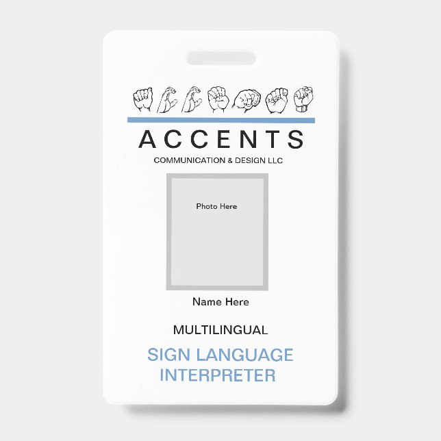 ASL Fingerbuchstabe Beruflich-ID-Abzeichen Ausweis (Vorderseite)