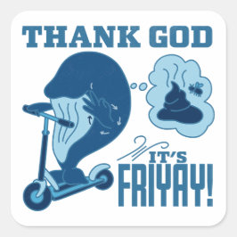 ASL Friday Design - Thank God It’s Friyay!  Quadratischer Aufkleber