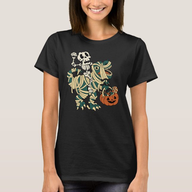 ASL Frohe Halloween-Party Skelette T-Rex Spaß Frau T-Shirt (Vorderseite)