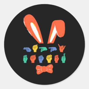 Asl frohe Ostern Süßigkeiten Gebärdensprache Eier Runder Aufkleber