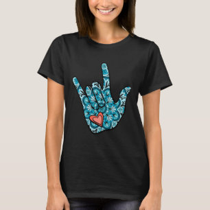 Asl-Gebärdensprache Ich liebe dich Geste Herz Taub T-Shirt