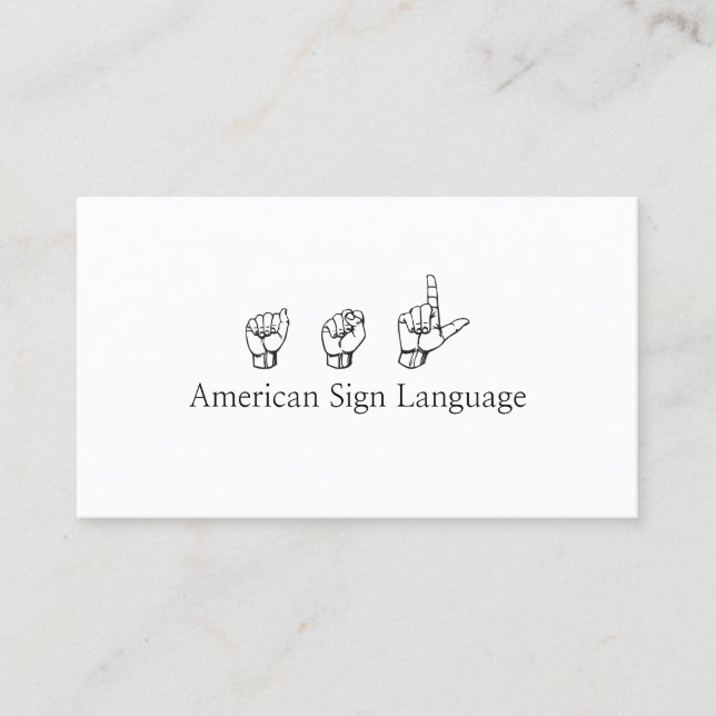 ASL, Gebärdensprache, Übersetzer, Visitenkarte (Vorderseite)