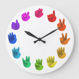 Asl-Gebärdenspracheregenbogen-Farbradlicht Große Wanduhr