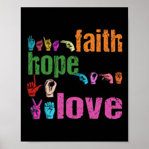 Asl Glaube Hoffnung Liebe Amerikanische Gebärdensp Poster
