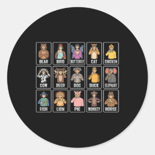 Asl Hand Gesture Animals Deaf Hörverlust Awarene Runder Aufkleber