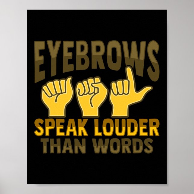 Asl Hand Gesture Deaf Hearing Loss Awareness 5  Poster (Vorne)