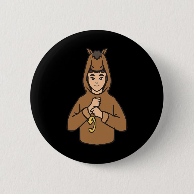 Asl Hand Gesture Deaf Hörschreckenjäger Button (Vorderseite)
