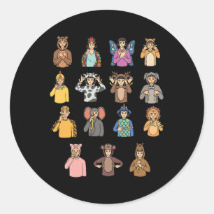 Asl Hand Gesture Deaf Hörschreckenjäger Runder Aufkleber