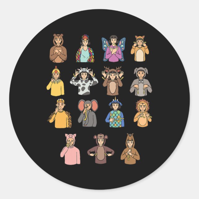 Asl Hand Gesture Deaf Hörschreckenjäger Runder Aufkleber (Vorderseite)