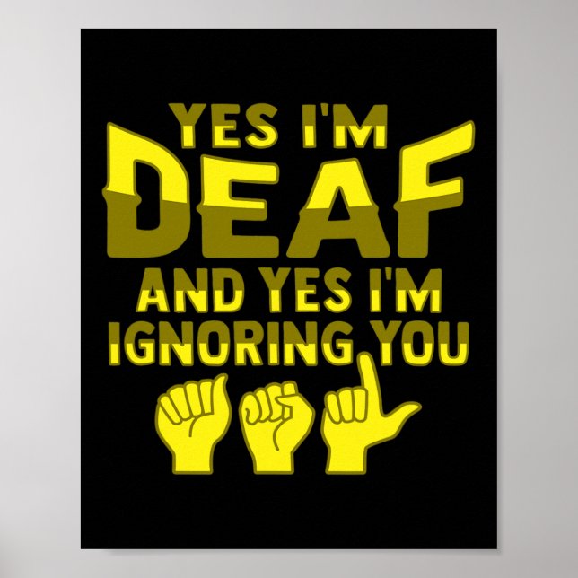 ASL Hand Gesture Deaf Hörverlust Bewusstsein 1 Poster (Vorne)