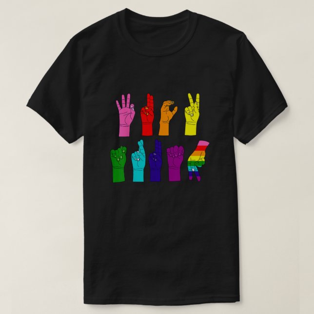 ASL Hands - Rainbow Resistance Message T-Shirt (Design vorne)