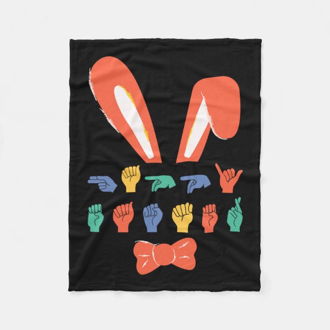 Asl Happy Easter Candy Sign Language Eggs Women Me Fleecedecke (Vorderseite)