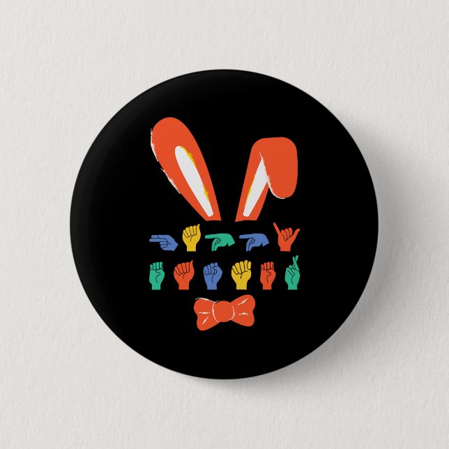 Asl happy easter candy sign language eggs women t button (Vorderseite)