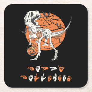 ASL Happy Halloween III - Niedliche Spooky-Saison Rechteckiger Pappuntersetzer