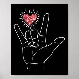 Asl Heart I Liebe Sie geben Gebärdensprache Valent Poster