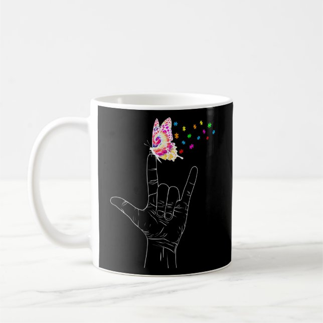 Asl I Liebe, du händest Gebärdensprache Butterfly  Kaffeetasse (Links)