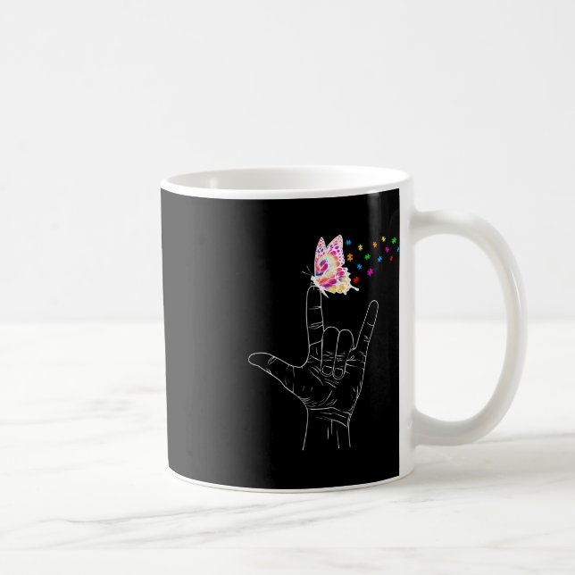 ASL I Liebe Sie geben Gebärdensprache Butterfly Au Kaffeetasse (Rechts)