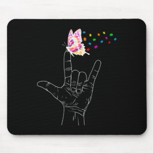 ASL I Liebe Sie geben Gebärdensprache Butterfly Au Mousepad