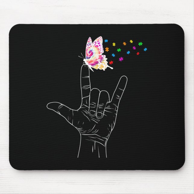 ASL I Liebe Sie geben Gebärdensprache Butterfly Au Mousepad (Vorne)