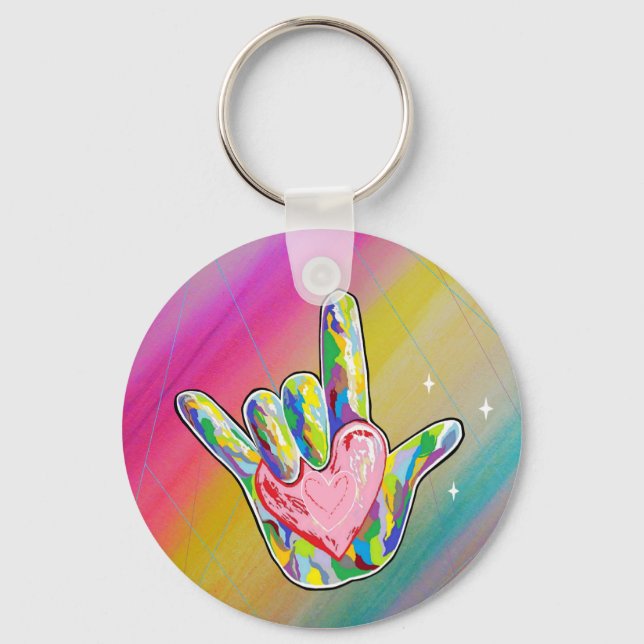 ASL I Liebe Sie Herz Schlüsselanhänger (Vorderseite)