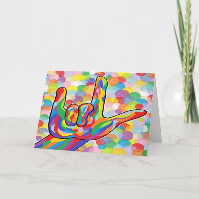 ASL I Liebe Sie mit Textfeld Hintergrund Karte (Vorderseite)