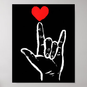Asl I Liebe You Hand Heart American Sign Language Poster