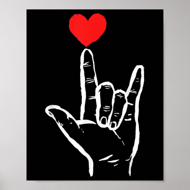 Asl I Liebe You Hand Heart American Sign Language  Poster (Vorne)