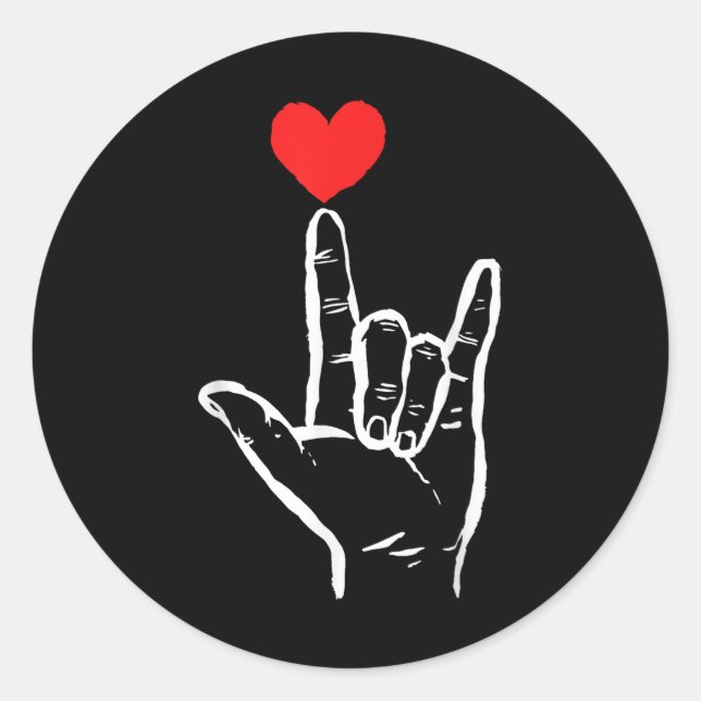 Asl I Liebe You Hand Heart American Sign Language  Runder Aufkleber (Vorderseite)