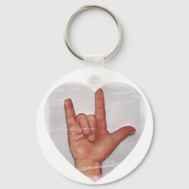 ASL "I LIEBE YOU" HERZSHAPE #2 SCHLÜSSELANHÄNGER (Vorderseite)