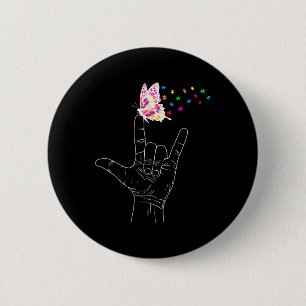 Asl Ich Liebe Dich Hand Gebärdensprache Schmetterl Button
