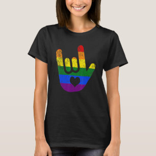 Asl Ich Liebe Dich Lgbtq Stolz Gebärdensprache Her T-Shirt