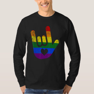 Asl Ich Liebe Dich Lgbtq Stolz Gebärdensprache Her T-Shirt