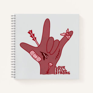 ASL ILY Design - Liebe verwundet, aber noch stark Notizbuch